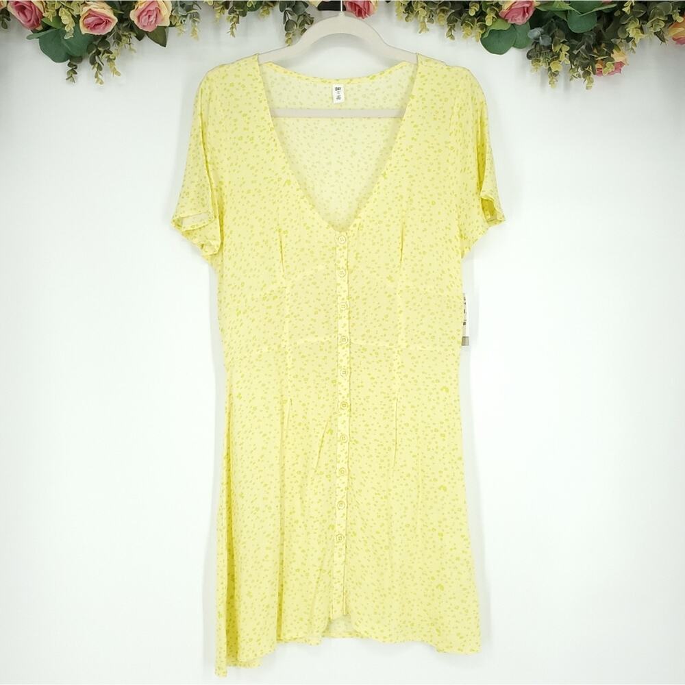 BP Nordstrom Flutter Sleeve Skater Dress In Yellow Terese Ditsy Medium